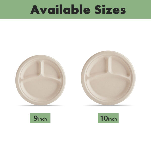 9" 3-Compartment Round Plate - Image 3