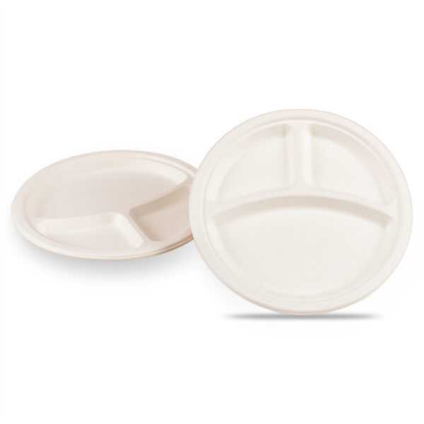 9" 3-Compartment Round Plate - Image 2