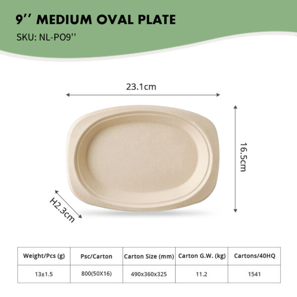 9" Medium Oval Plate