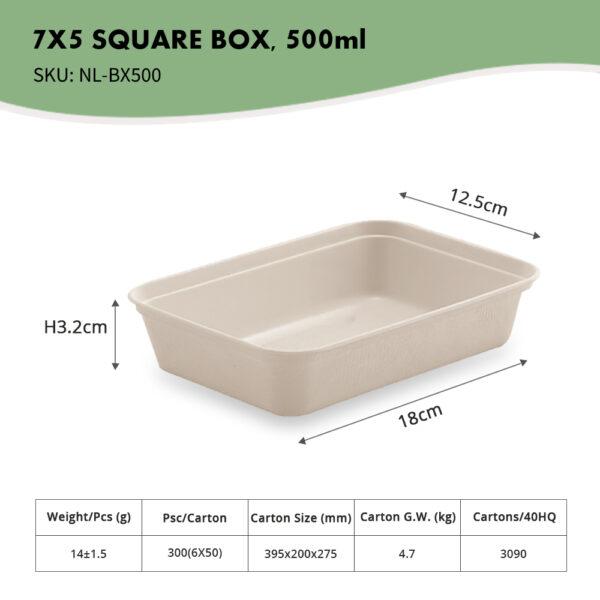 7x5" Square Box, 500ml