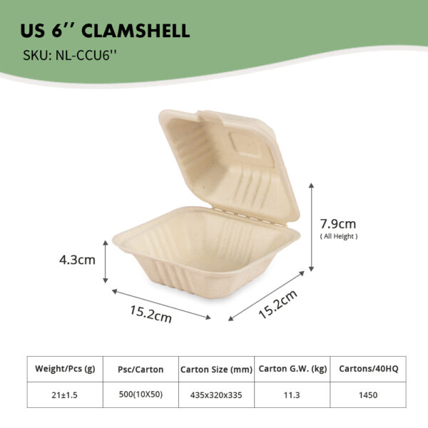 US 6" Clamshell